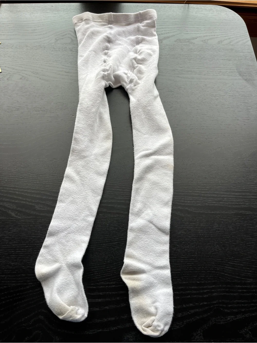 Girls Off White Knit Tights Size 7-10 Stretch Full Length Stockings